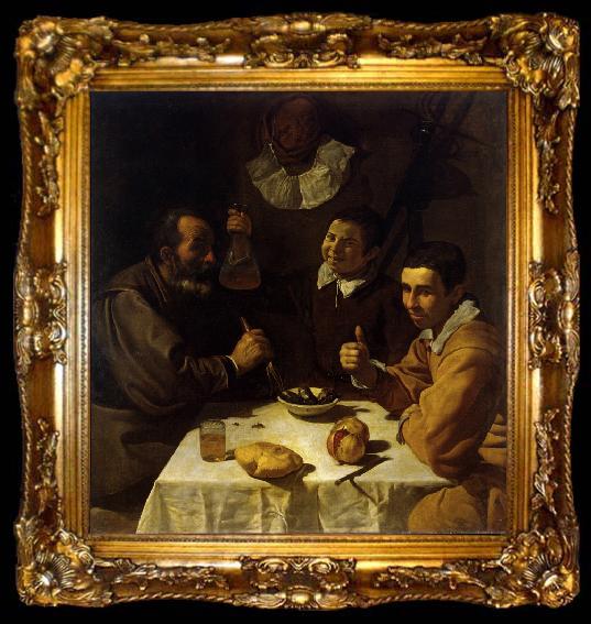framed  Diego Velazquez Three Men at Table (df01), ta009-2
